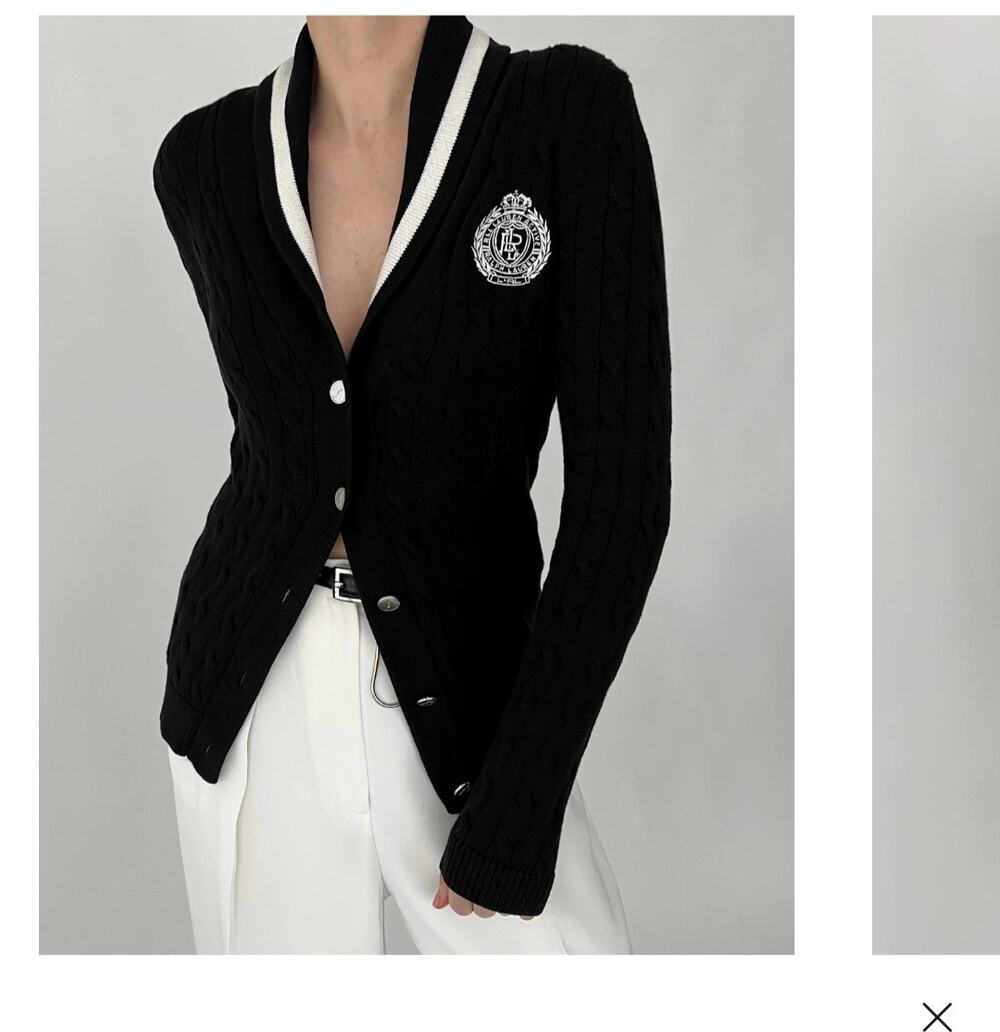 New Lauren Ralph Lauren black knit cardigan size PS